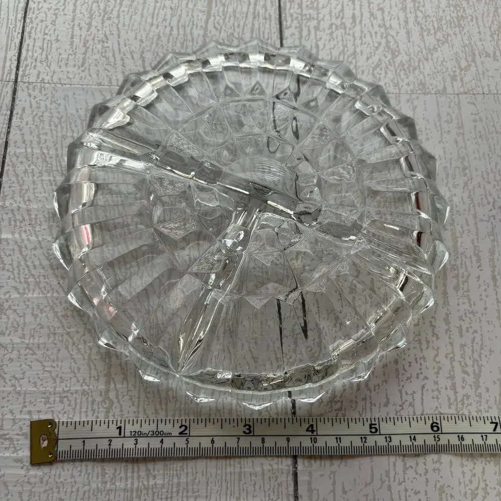 Clear Pressed Glass Round Relish Dish Scalloped Edge